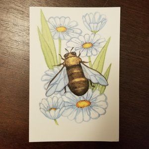🌟Honeybee & Daisies 4x6 Print